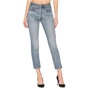 Levi's Premium 501 S High Rise Ankle Medium Wash Denim Jeans Women's Size 26